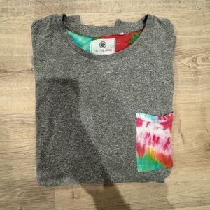On The Byas Mens Gray Tee with Tie-Dye Pocket